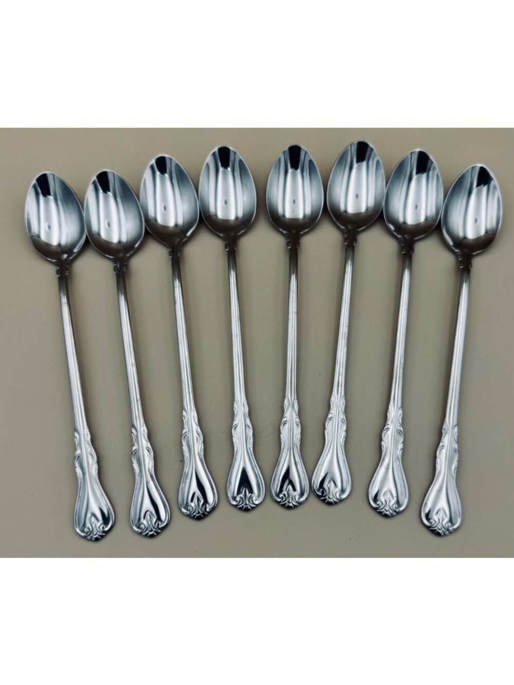Set of 8 Cambridge Stainless Steel JESSICA Iced Tea Spoons 7 3/8"